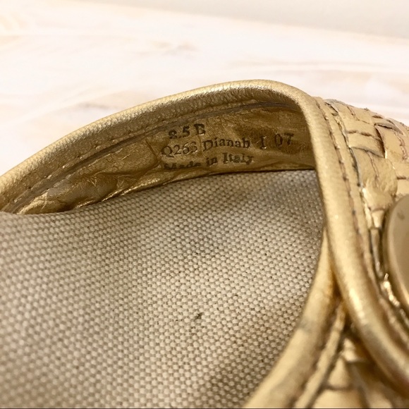 Coach Dianah Metallic Gold Cork Strap Pumps Heels - Picture 6 of 8